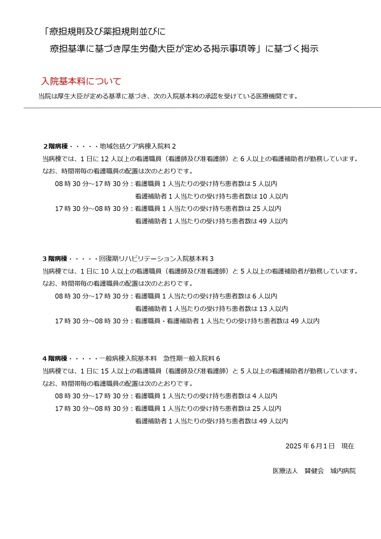 入院基本料