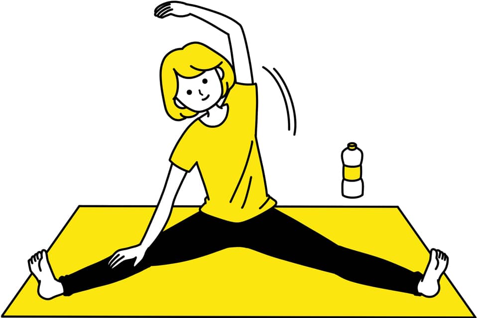 ストレッチする女性のイラスト