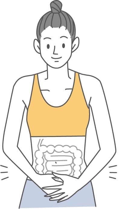お腹を抑えている女性のイラスト