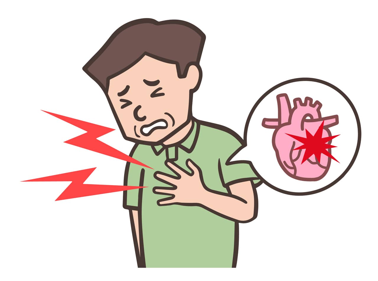 心臓にストレスを感じる男性のイラスト