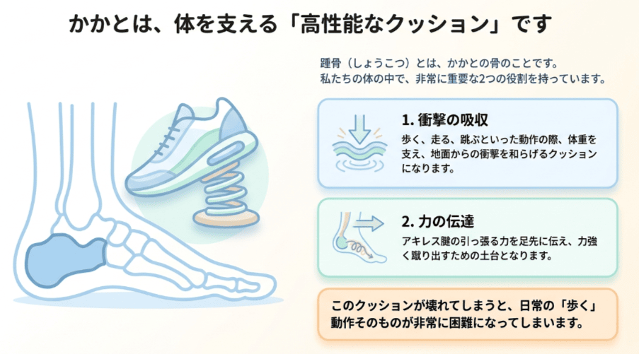 かかとは身体を支えるクッションのイラスト