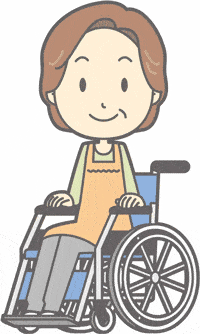 車椅子に乗る60代女性のイラスト
