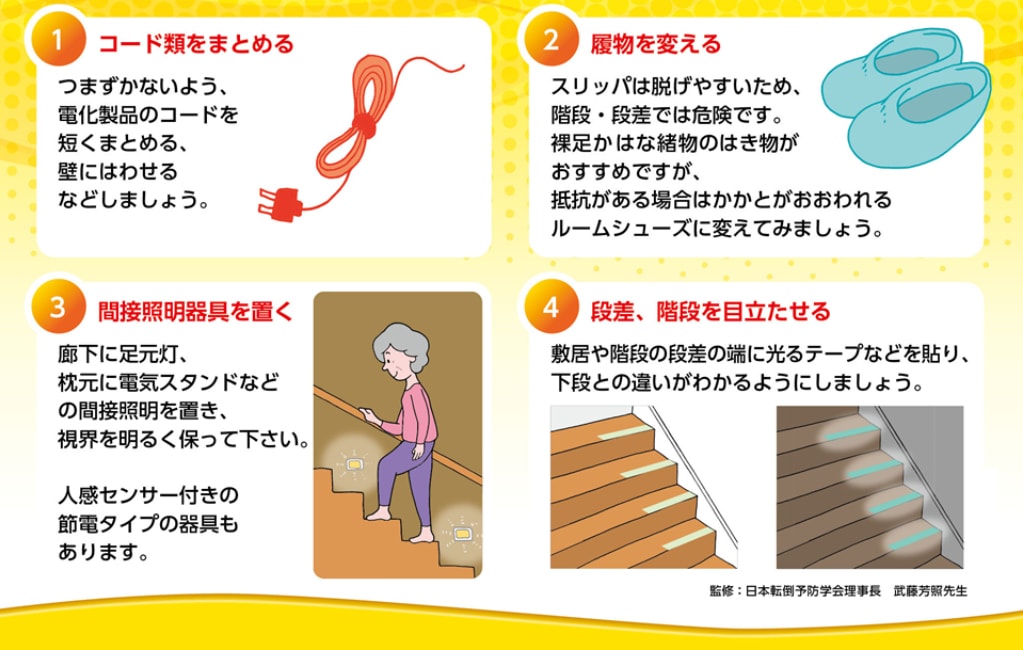 高齢者が転倒しないために 注意すべきことと３つの転倒予防運動